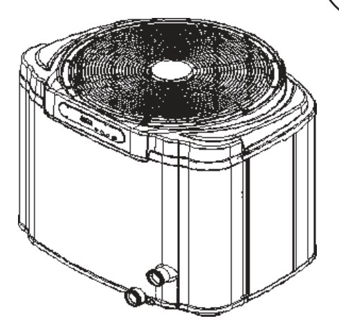 AquaCal HeatWave SuperQuiet 110 (110) — Manufacturer illustration of the legacy HeatWave / SuperQuiet family, from its 2008 manual. Configuration varies.