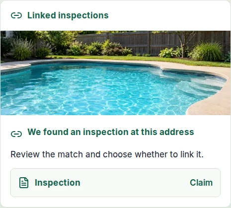 Example suggested inspection at a matching pool address, with an owner-controlled Claim option